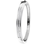 The Jewelry Collection Bangle Scharnier Zirkonia 7 X 64 mm - Zilver Gerhodineerd