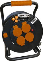 Relectric Pro Kabelhaspel – 50 meter – 4 stopcontacten – Met oprolknop - Randaarde - IP44 - RELEC492206