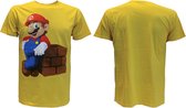 Nintendo T-shirt Geel Mario met Stenen Maat L