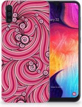 Geschikt voor Samsung Galaxy A50 TPU Hoesje Swirl Pink