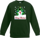 Groene kersttrui sneeuwpop voor kerstboom voor jongens en meisjes - Kerstruien kind 3-4 jaar (98/104)