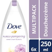 Dove Sweet Cream & Peony Douchegel - 6 x 250ml - Voordeelverpakking