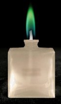 Olielamp, 8 cm hoog met groen gekleurde vlam in prachtige groene verpakking (4 uur)