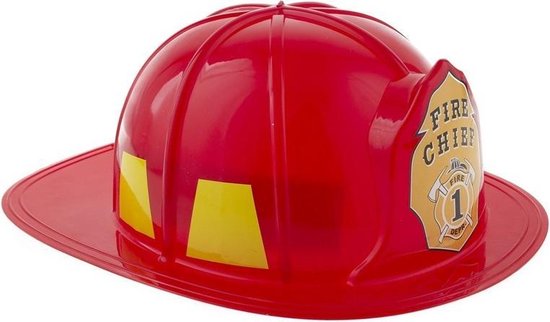 Rode plastic brandweerhelm voor volwassenen - Carnaval verkleed hoeden