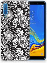 Geschikt voor Samsung Galaxy A7 (2018) TPU Siliconen Hoesje Black Flowers