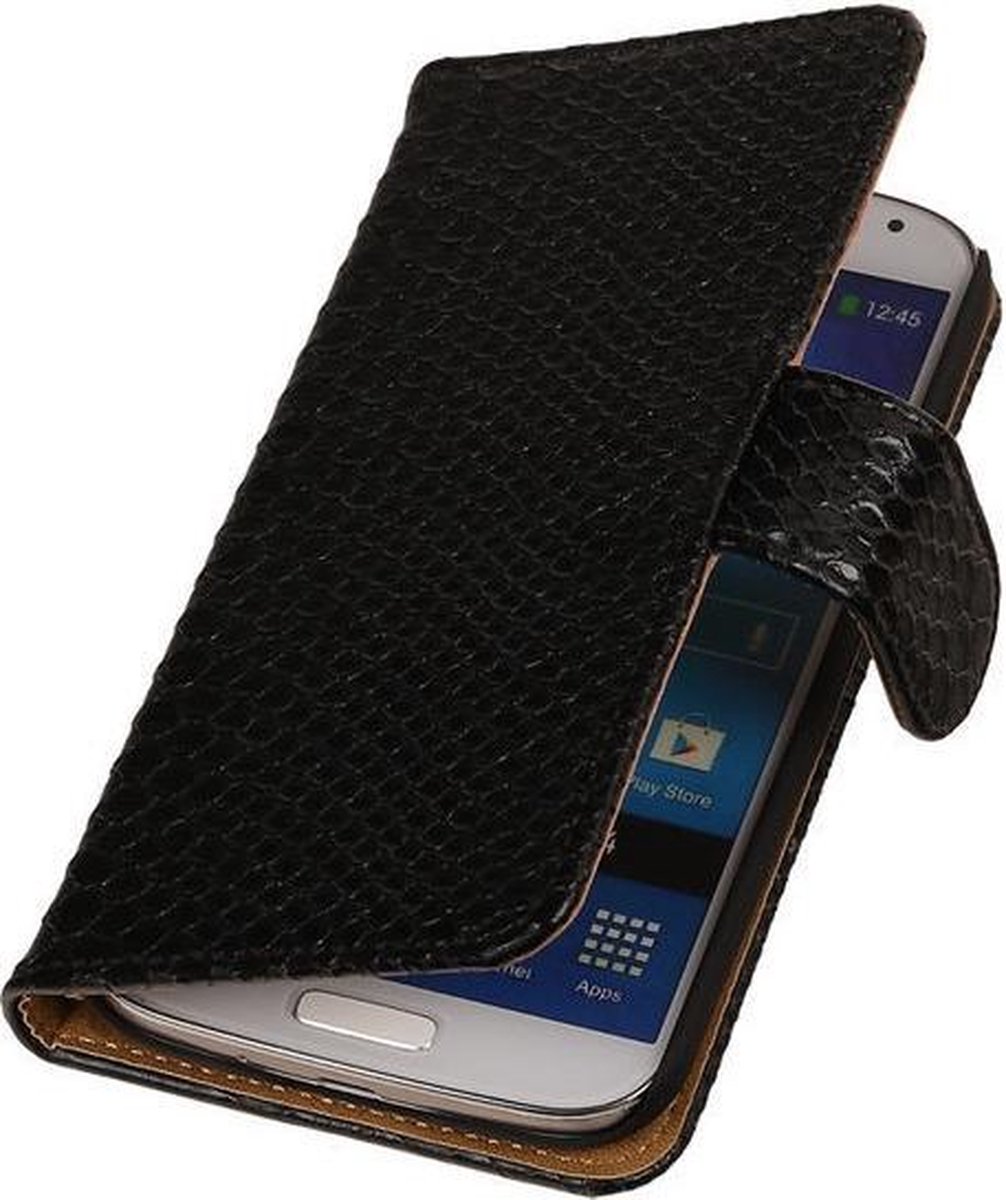 Samsung Galaxy Core Prime Snake Slang Bookstyle Wallet Hoesje Zwart - Cover Case Hoes