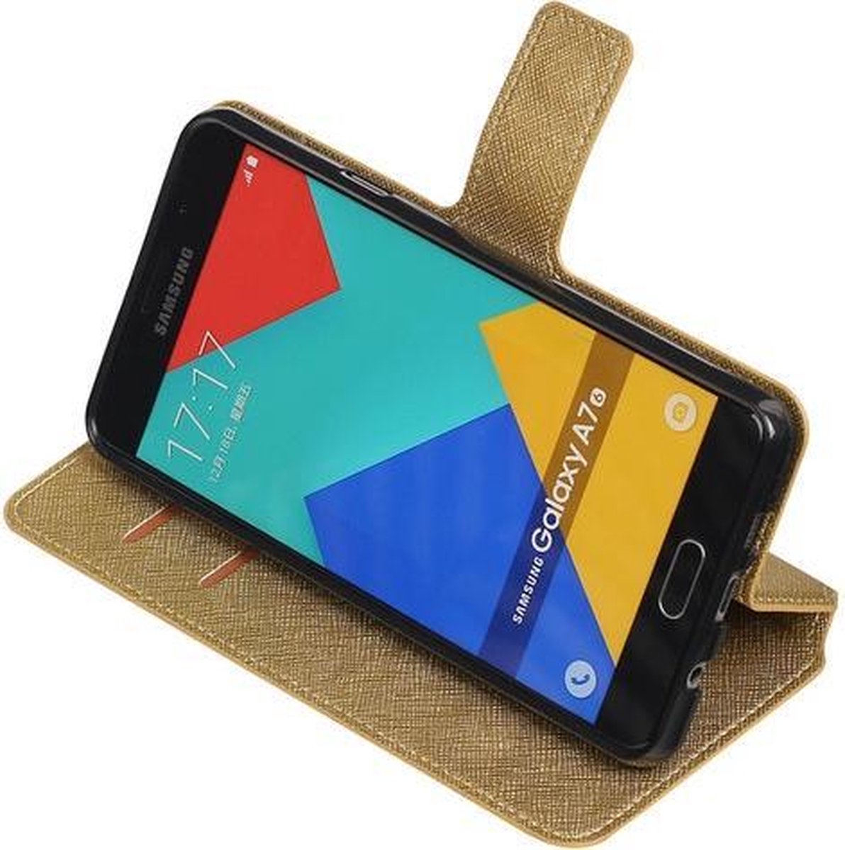 Goud Samsung Galaxy A7 2016 TPU wallet case booktype hoesje HM Book