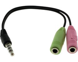 OTB 3,5mm 4-polig > 2x 3,5mm headset adapter (CTIA/AHJ) - 0,15 meter