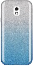 Samsung Galaxy J3 2017 Hoesje - Glitter Back Cover - Blauw & Zilver