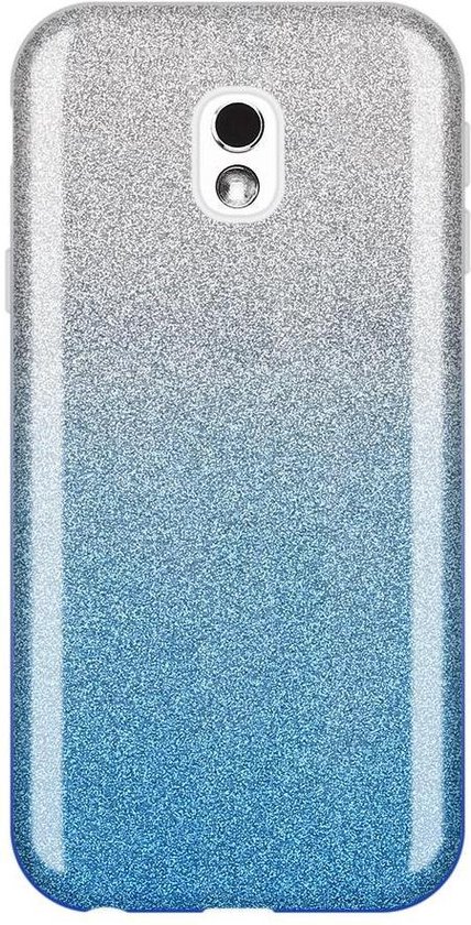 temperatuur Vervolgen helling Samsung Galaxy J3 2017 Hoesje - Glitter Back Cover - Blauw & Zilver |  bol.com