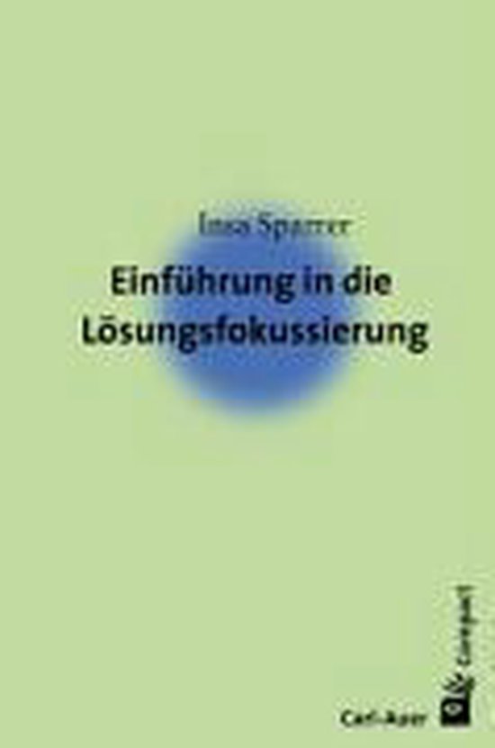 Boek "Einführung in die Lösungsfokussierung" van Insa Sparrer, met een blauwe cirkel en uitgeverij Carl-Auer.