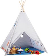 relaxdays wigwam speeltent voor kinderen - indianentent kinderkamer - kindertent blauw