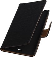 Croco Bookstyle Wallet Case Hoesjes Geschikt voor Microsoft Lumia 540 Zwart