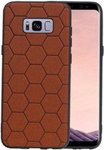 Hexagon Hard Case - Telefoonhoesje - Backcover Hoesje - achterkant hoesje - Geschikt voor Samsung Galaxy S8 Plus - Bruin