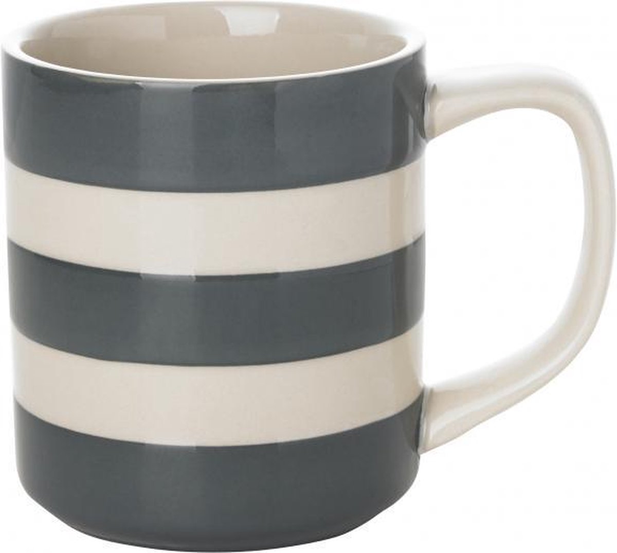 Cornishware Mugs Tin Grey mok 280ml 10oz/28cl (set van 4) - grijze mok - gestreept