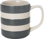 Cornishware Mugs Tin Grey 10oz/28cl (set van 4) - grijze mok - gestreept