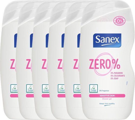 Sanex Zero % - Douchegel voor de Gevoelige Huid 6 x 500 ml