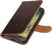 Mocca Pull-Up PU booktype wallet hoesje voor Samsung Galaxy E5