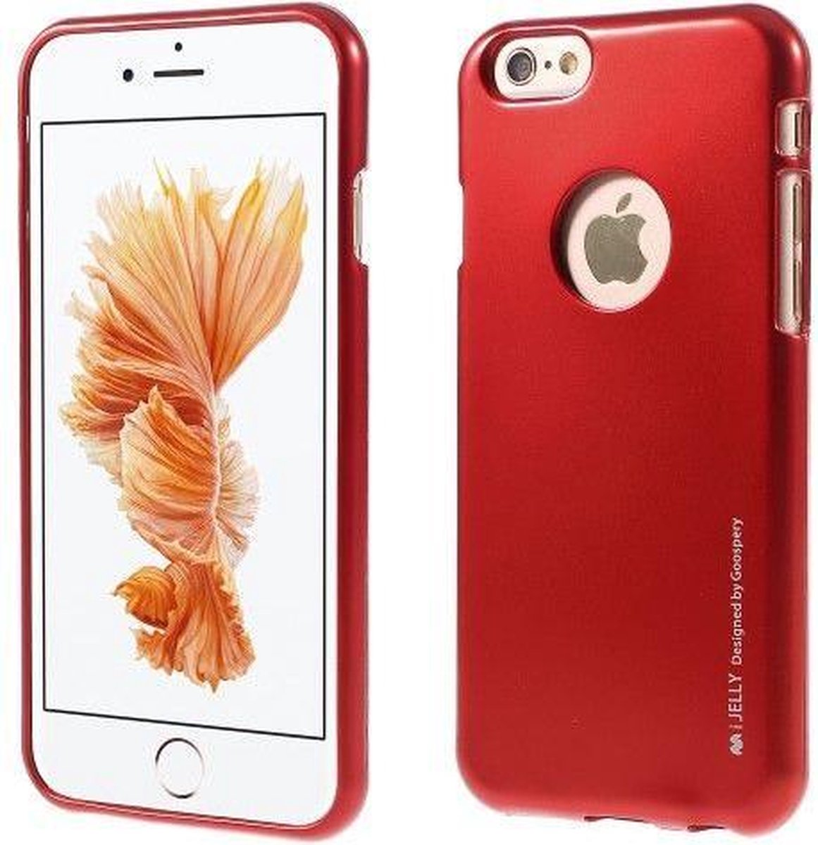 mercury goospery i jelly tpu softcase metallic finish voor iphone 6s 6 rood