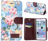PU Leren/Stof Wallet iPhone 6(s) plus - Blauw