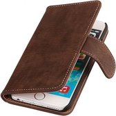 Mobieletelefoonhoesje.nl - iPhone 6 Plus / 6s Plus Hoesje Hout Bookstyle Donker Bruin