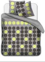 flanel dekbedovertrek DOTS groen 140 x 220 met kussensloop