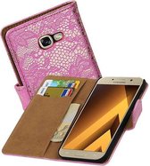 Mobieletelefoonhoesje.nl - Samsung Galaxy A3 (2017) Hoesje Bloem Bookstyle Roze