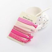 Haarelastiekjes armbandjes elastische bandjes fuchsia/cyclaam/roze– 6 stuks op kaart – gratis verzending