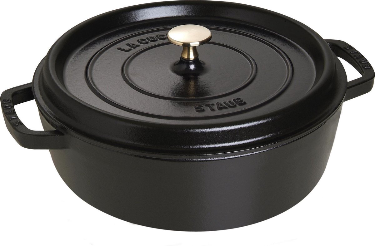 Staub Cocotte - Rond - Laag - 26 cm - Zwart