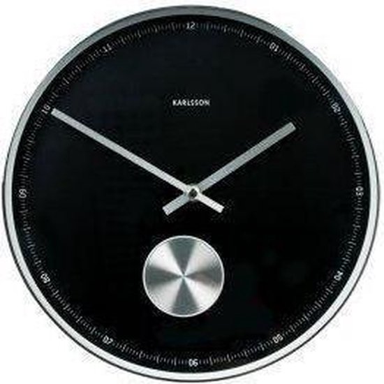 Karlsson Klok Rond Metaal Ø Zwart