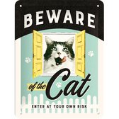 Beware of the Cat Metalen wandbord in reliëf 15x20 cm