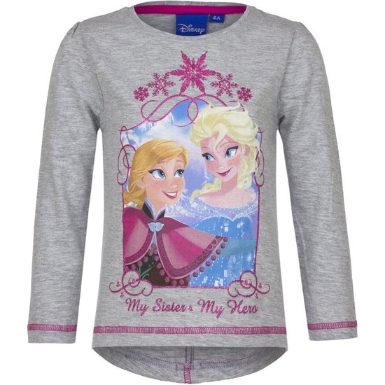 Disney Frozen Shirt - Lange Mouw - Grijs - Maat 98/104 - 4 jaar/102 cm