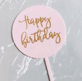 Taartdecoratie Happy Birthday Lichtroze Goud | Taartversiering Verjaardag