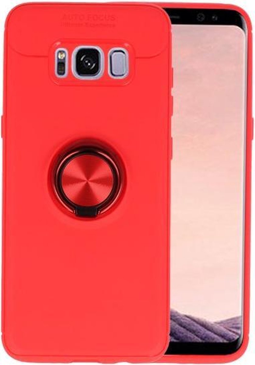 Rood Zacht TPU met Ringhouder hoesje voor Samsung Galaxy S8