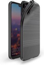 Huawei P20 TPU Hoesje Geborsteld Zwart