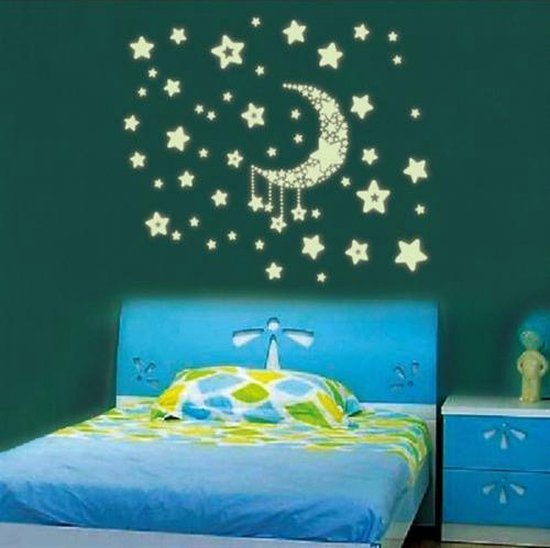 Glow in the dark stickers voor kinderkamer met sterren en maan | bol.com
