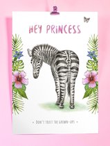 Geboorteposter babykamer - Zebra in aquarel - mooie print op dik papier - kraamcadeau - geschilderd door Mies to Go - A3 formaat