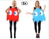 2x Spookje kostuum rood en blauw