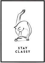 Poster Stay Classy - A4 - zwart/wit - Studio Hoeked