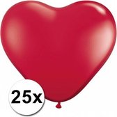 25x Hartjes ballonnen rood 25 cm - Valentijn/bruiloft versiering