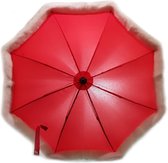 ISI Mini Universele Parasol Kinderwagen - rood met bontrand - Limited Edition