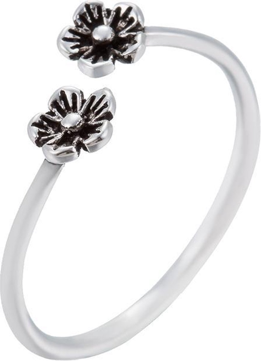 24/7 Jewelry Collection Bloemen Ring Verstelbaar - Verstelbare Ring - Zilverkleurig - Amodi