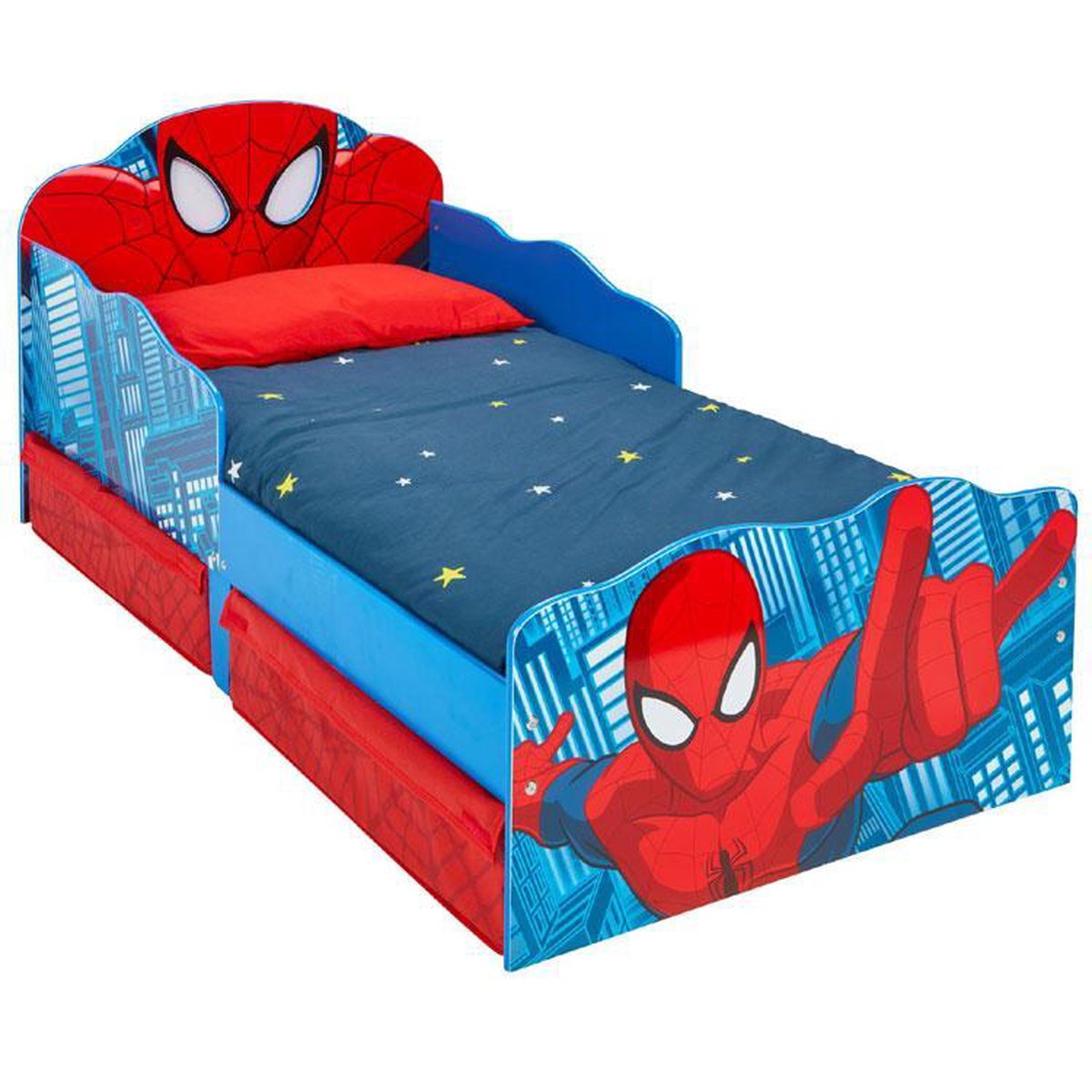 Lit enfant voiture spider man avec matelas et sommier inclus - 160 cm x 80  cm