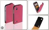 LELYCASE Flip Case Lederen Hoesje HTC Desire X Pink