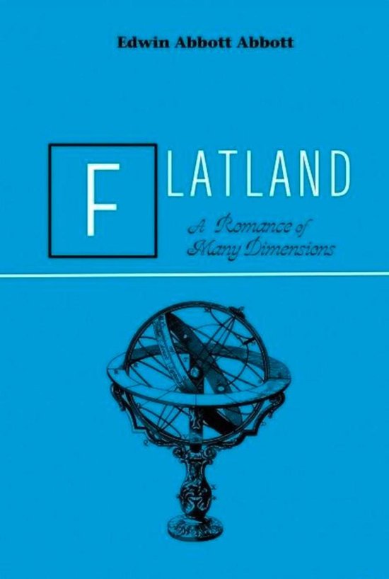 Livre 'Flatland' par Edwin Abbott Abbott avec un armillaire sur fond bleu.