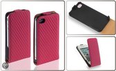 Lelycase Premium Flip Style Case Lederen Hoesje Aplle iPhone 4 4S Diamant Design Roze