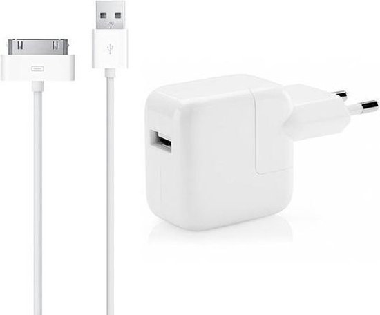 12W oplader oplaad adapter inclusief 1 meter 30 pin kabel voor Apple iPad 1  / 2 / 3 en... | bol.com