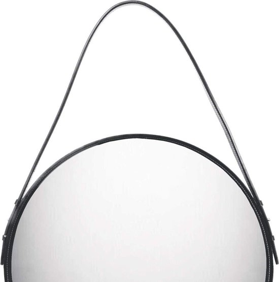 160 Spiegel rond ø30 cm met zwart lederen ophangband - spiegel - zwart -  leer | bol.com
