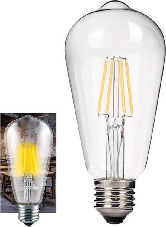 Politiek kans kraan 2 Stuks Vintage E27 4W 185-240V ST64 LED-lamp met Filament glas - Koud Wit  | bol.com
