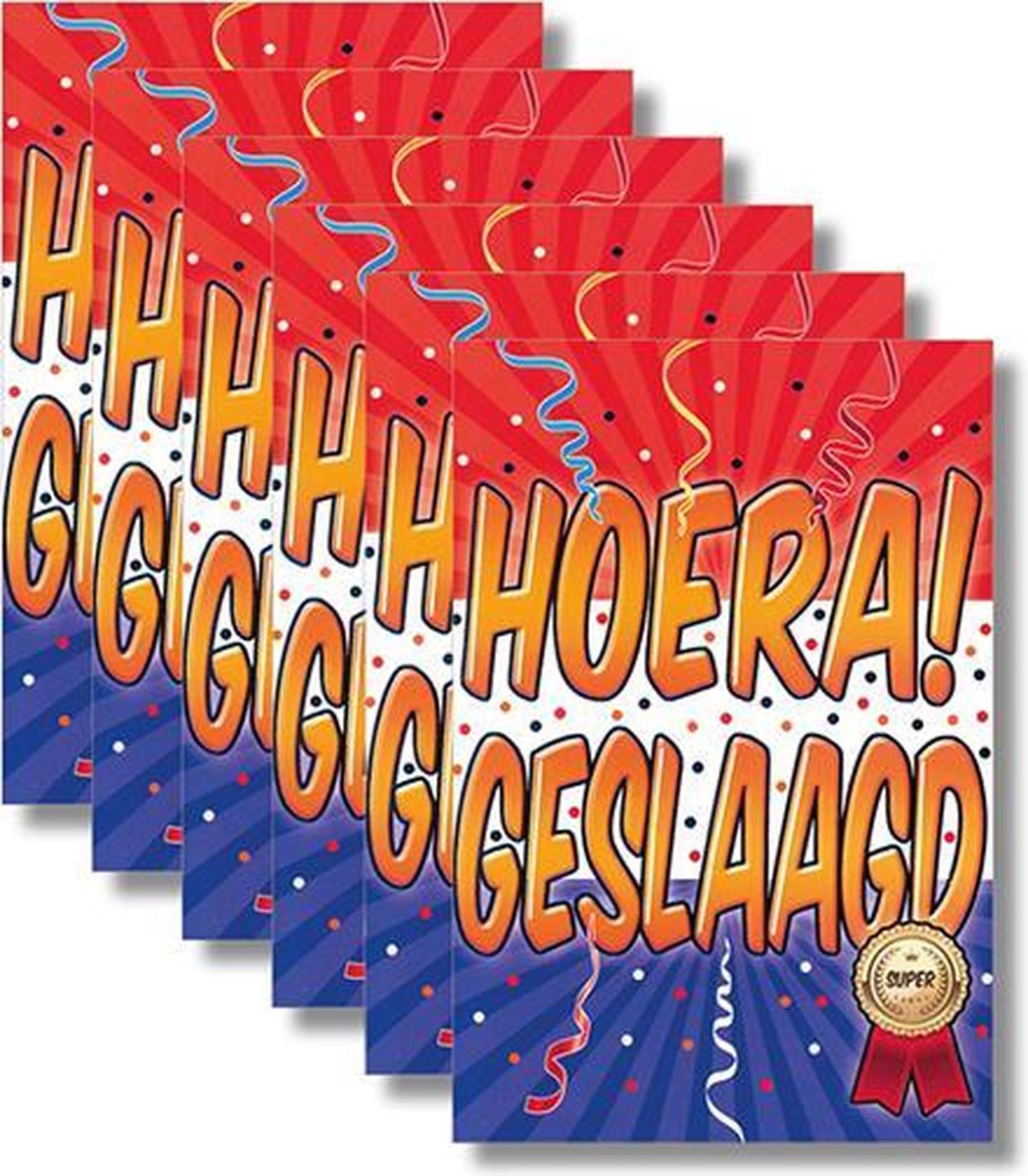 6 luxe geslaagd wenskaarten met envelop - folie - 6 x € 1,99 - 11,5 x 17 cm